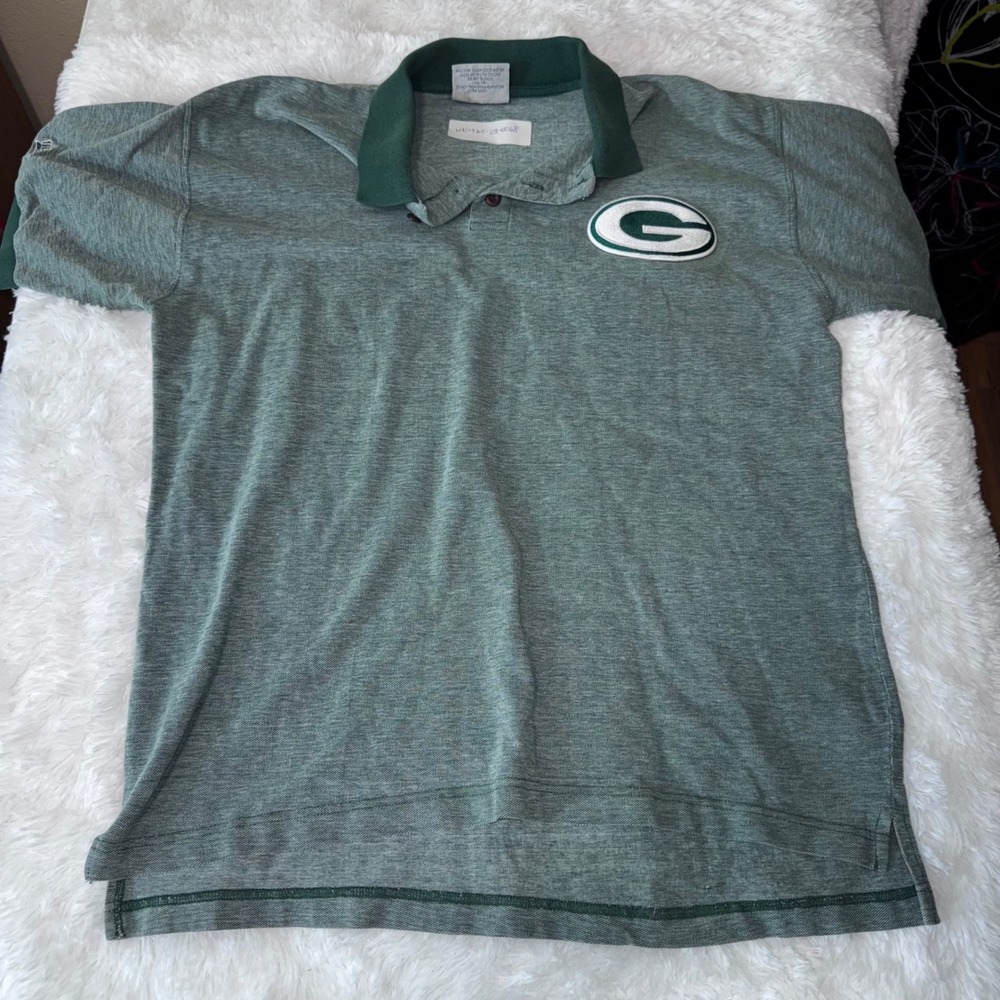 Majestic Green Bay Packers NFL Football Polo Shirt Mens Large G Logo vtg